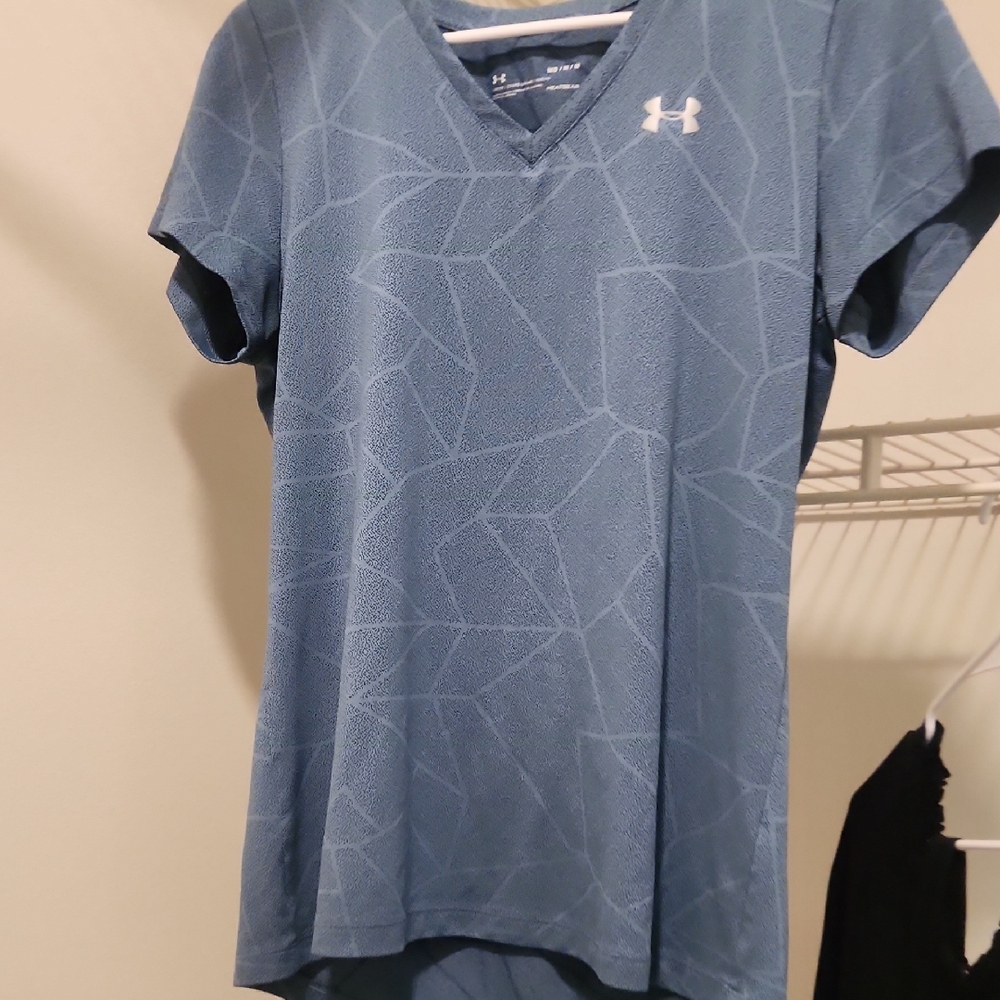 Under Armour Teal Geometric V-Neck Tee M